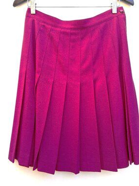 Vintage Michelle Monet for BRAEMAR wool pleated midi skirt, fuchsia pink (s. M)